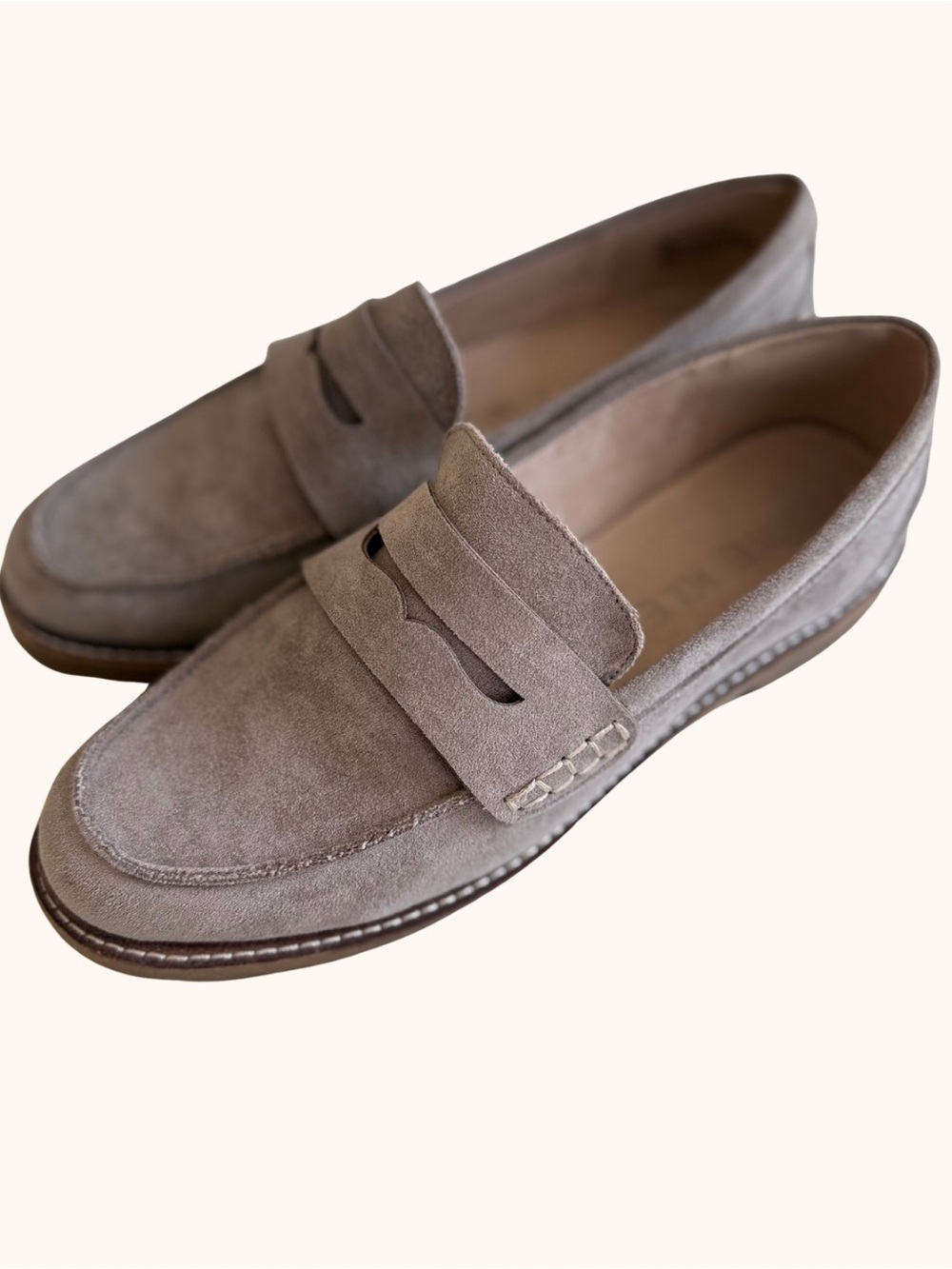 Anne Klein Everly Taupe Faux Suede Penny Loafers Size 8.5M